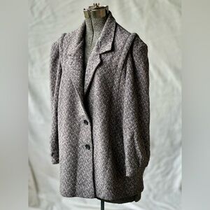 Vintage Learsi Tailored Notch Lapel Wool-Blend Blazer Jacket - Gray pink